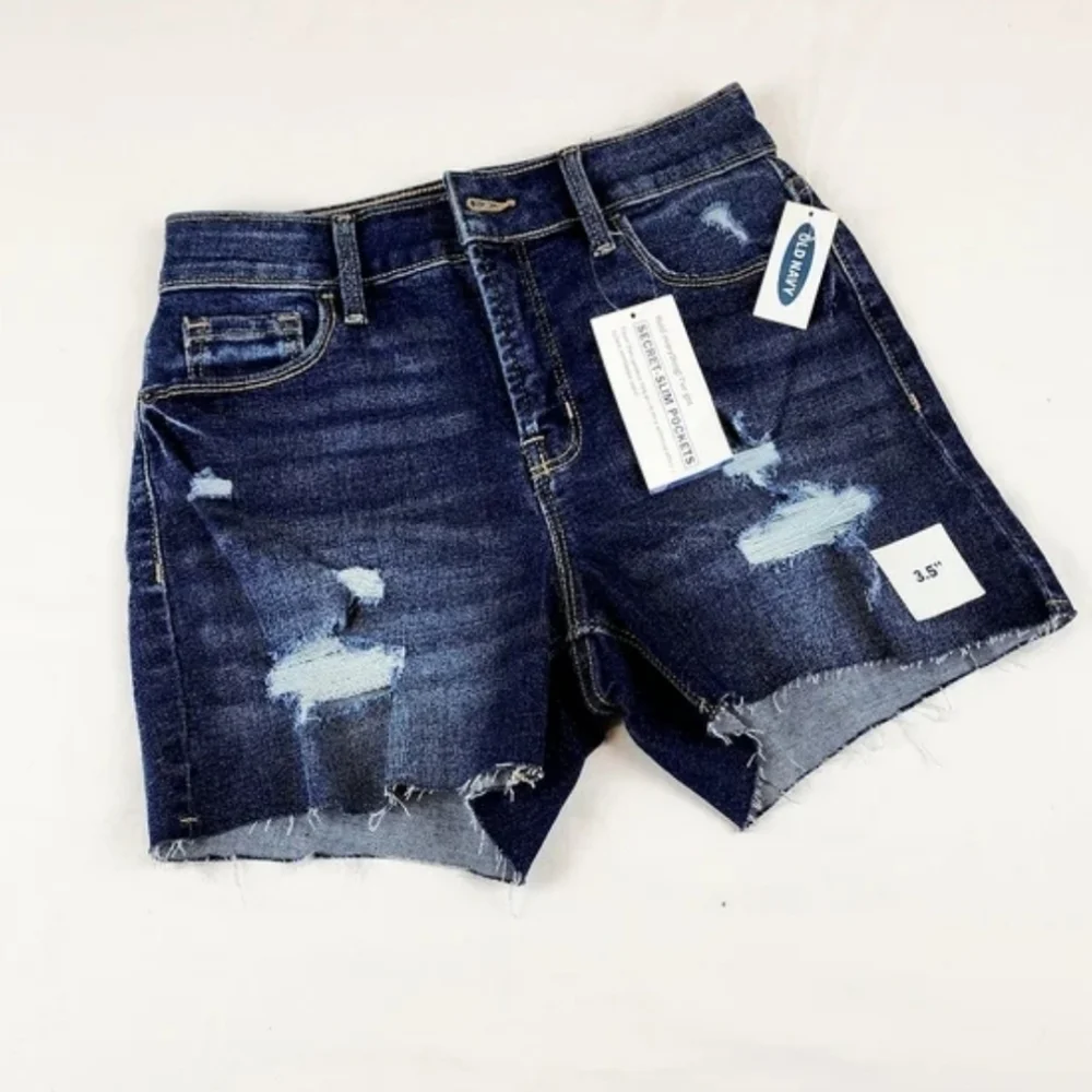 Old navy blue high rise distressed jeans shorts Size 0